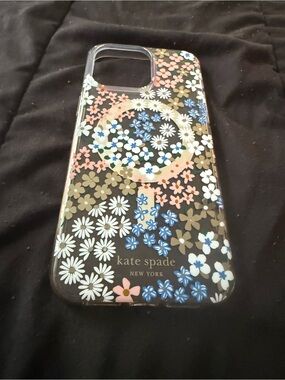 kate spade Clear Floral Phone Case with White, Blue, Pink & Gold Accents